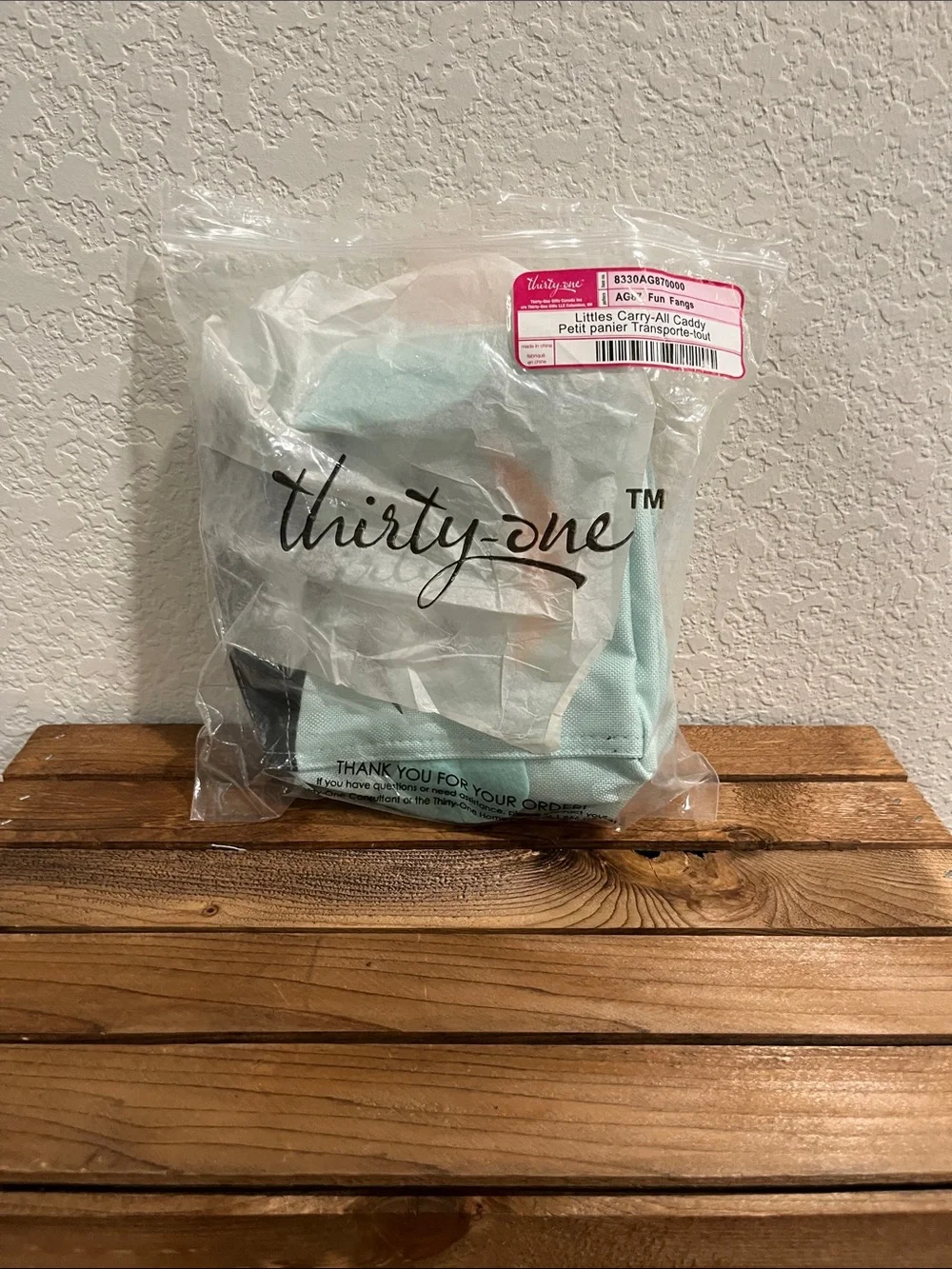 thirty-one Mint Green Lunch Tote with Orange Handle